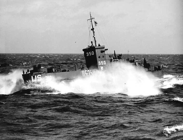Coast Guard LCI(L)-350, one of the veteran landing vessels of Coast Guard Flotilla 10, a veteran of the invasions of Sicily, Salerno, and Normandy Coast Guard LCI(L)-350, one of the veteran landing vessels of Coast Guard Flotilla 10, a veteran of the invasions of Sicily, Salerno, and Normandy